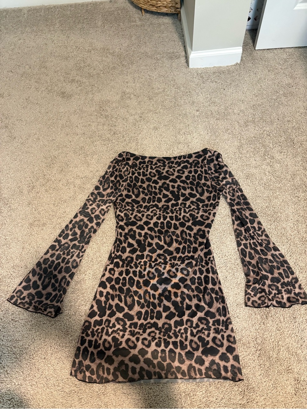 Amazon Leopard Print Long Sleeve Mini Dress - Brown & Black